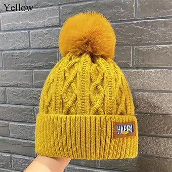 Fashion Women Pompoms Hat Hairball Hat Thickened Winter Warm Hat Stylish Beanie