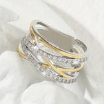 Load image into Gallery viewer, 1pc Exquisite Intertwine Band Ring - Wedding Bands with Paved Shining Zirconia, Chic Trendy Design, Luxury Jewelry Gift for Your Love, Perfect Engagement and Wedding Ring Dupes
