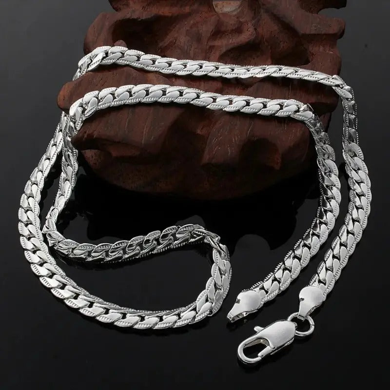 1pc Silver-plated Titanium Steel Cuban Chain, Hipster Men's Hip Hop Necklace