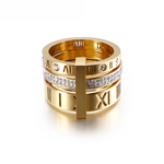 Load image into Gallery viewer, Trendy Shell Stainless Steel Rings Rings for Women Girls Three Layers Roman Numerals Rhinestone Bridal Women Rings Jewelry
