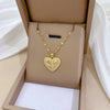1pc Rhinestone Heart With Rose Stainless Steel Chain Necklace For Girls, Elegant Jewelry Gift