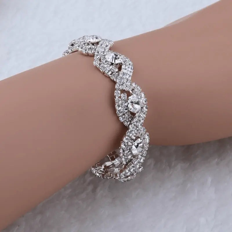 Elegant Austrian Crystal Infinity Bracelet - Deluxe Rhinestone Bangle for Women, Perfect Birthday Gift Jewelry For Women