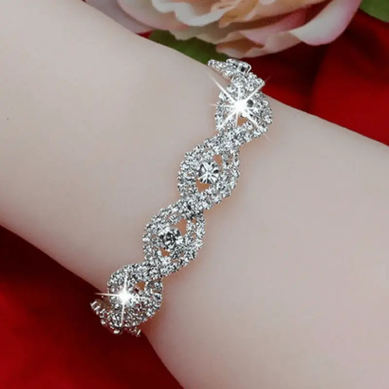 Elegant Austrian Crystal Infinity Bracelet - Deluxe Rhinestone Bangle for Women, Perfect Birthday Gift Jewelry For Women