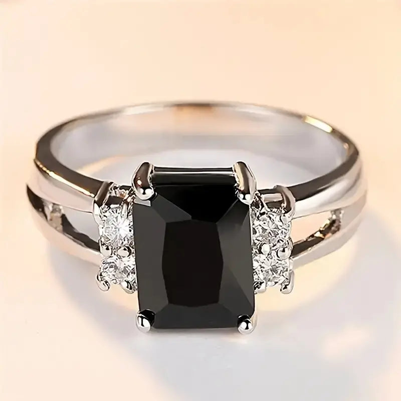 Elegant Promise Ring with Sparkling Square Cubic Zirconia - Perfect for Engagement & Wedding, Luxurious Bridal Jewelry