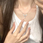 Load image into Gallery viewer, 1Pc Exquisite Angel Wings Drop Fashion Personalised Elegant Silver Color Stainless Steel Pendant Necklace Women Daily Party Gift
