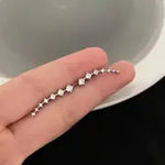 Load image into Gallery viewer, Elegant Curved Stud Earrings with Sparkling Cubic Zirconia - Stainless Steel Posts, Silvery Alloy, Perfect Gift for Her

