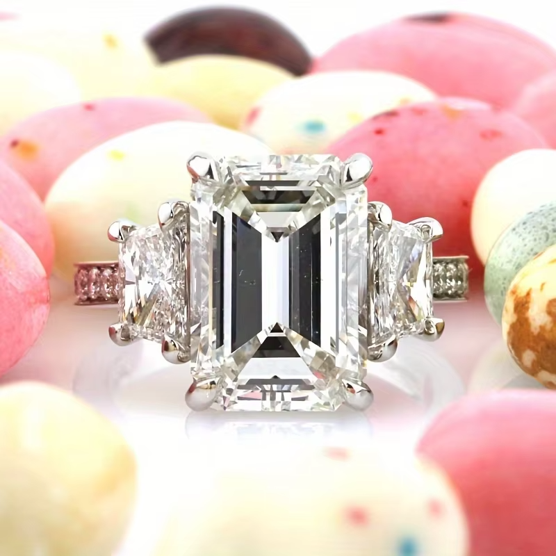 Inlaid Square Zircon Ring Ladies Engagement Wedding Anniversary Ring Personality Jewelry