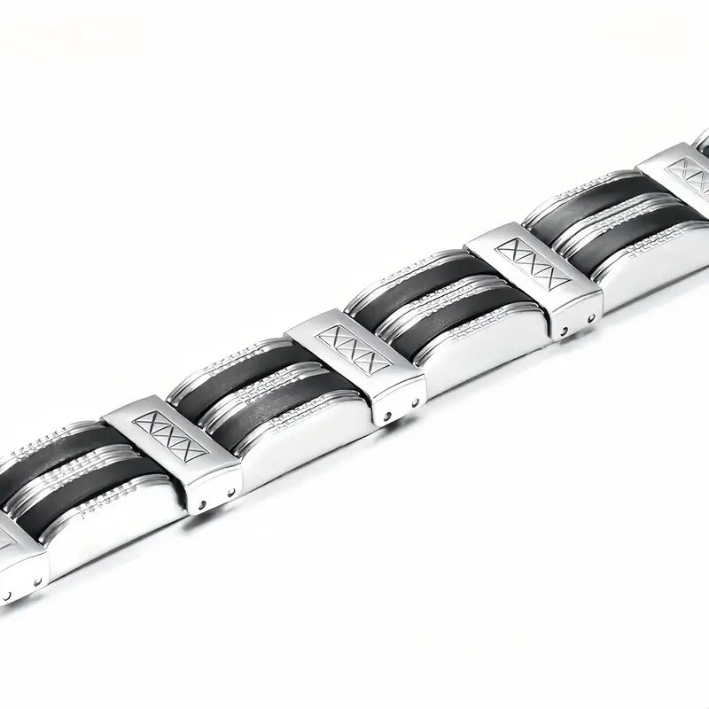 1pc Men's Classic Stainless Steel Metal Bracelet