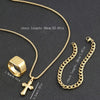 3pcs/set Fashion Stainless Steel Jewelry Set, Simple Ring + Golden Cross Pendant Necklace, Casual Jewelry Accessories For Men