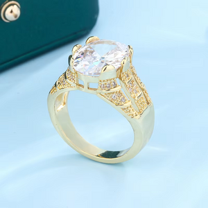 Luxury Super Flash Super Large AAAA Zircon Ring Fashion Gold Men's Ring Anniversary Gift Party Jewelry 18k Gold Ring