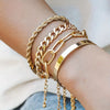 4 Pcs Set Of Delicate Hollow Chain Design Bracelet Stainless Steel Jewelry For Women Daily Party Hand Chain