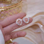 Load image into Gallery viewer, JUWANG New Classic Fashion Plated 14k Real Gold Luxury Sweet Girl Party Gift Exquisite Round Zircon Anti-allergy Dangle Earrings
