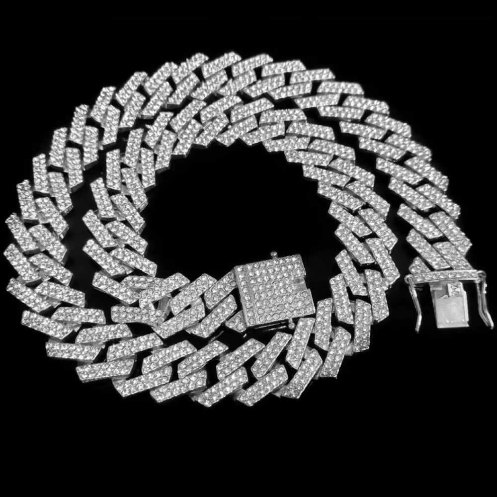 20mm wide miami cuban chain necklace bracelet for women men's jewelry choker link hip hop bling gold silver color trendy gift