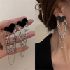 Cute Rhinestone Cat Drop Earrings for Women Korean Long Tassel Zircon Earrings Kitty Animal Fashion Party Earrings Jewelry Gift