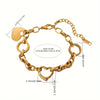 1pc Mini Love Heart Pendant Cuban Chain Bracelet Hand Chain Bracelet Jewelry Decoration