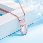 Load image into Gallery viewer, Fashion Cute Pink Cat Eye Necklace Women Pendant Necklace Elegant Romantic Necklace Casual Daily Jewelry Gift
