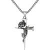1pc Men's Titanium Steel Keel Chain Cross And Rose Pendant Necklace Vintage Nail Design Sweater Chain