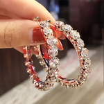 Load image into Gallery viewer, Huitan Trendy Micro Paved Zircon Big Hoop Earrings for Women Elegant Shiny Jewelry Party Accessories
