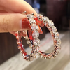 Huitan Trendy Micro Paved Zircon Big Hoop Earrings for Women Elegant Shiny Jewelry Party Accessories