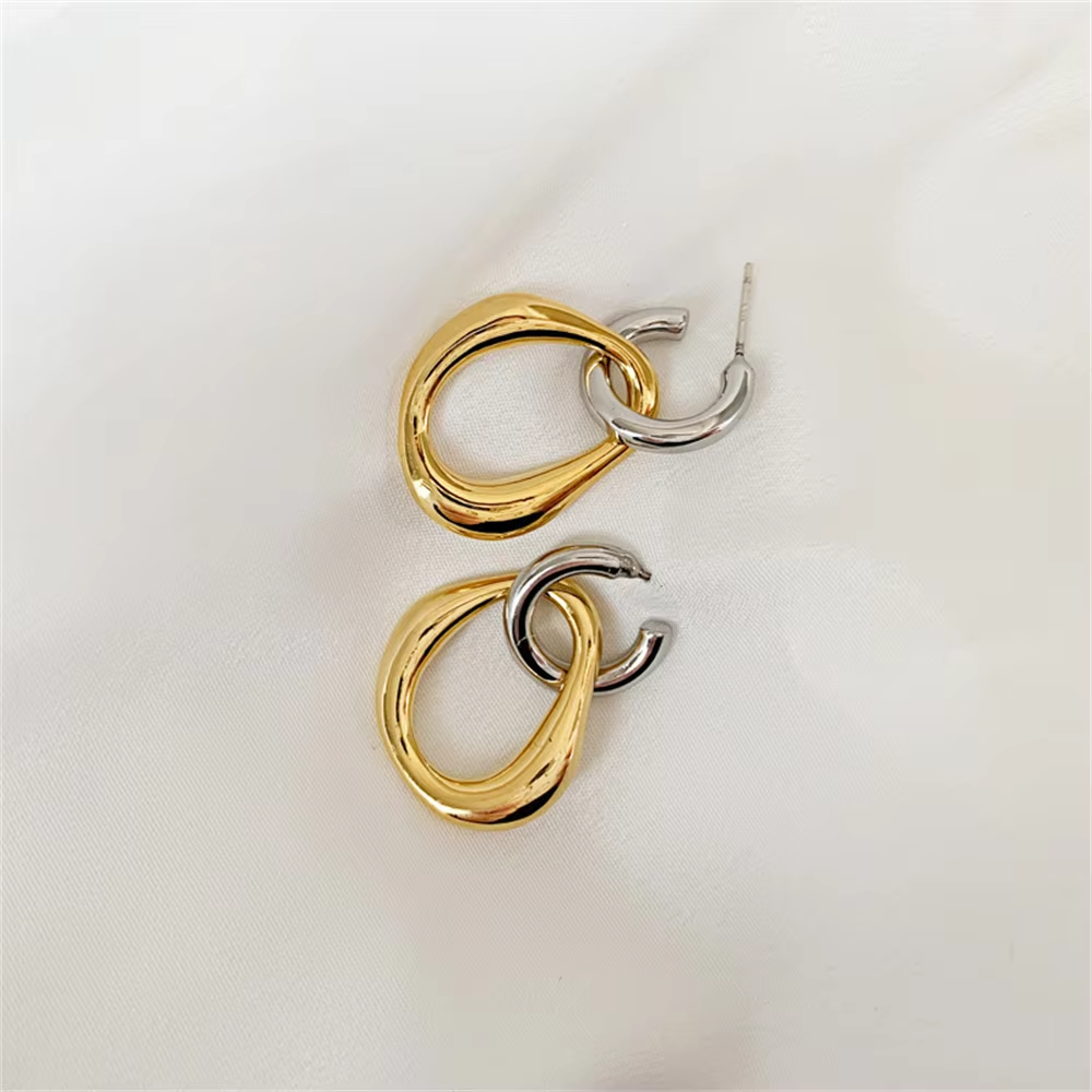 Geometric Contrast Color Splicing Earrings Simple Irregular Alloy Drop Earring For Women Fashion