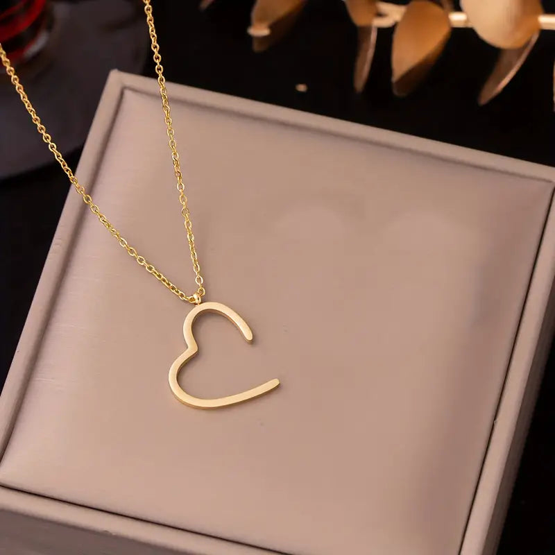 3pcs Earrings Plus Necklace Cute Heart Jewelry Set Made Of Stainless Steel Plated Match Daily Outfits Sweet Gift For Girls