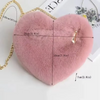 Heart Shaped Fluffy Shoulder Bag Fashion Chain Crossbody Bag Plush Handbag Cute
