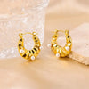 1 Pair Innovation Stainless Steel Hoop Earrings Golden Electroplated Rhombus Faceted Irregular Pattern Faux Pearl Embellished Women's Earrings Jewelry