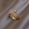 1pcs Gold-color Ring Ladies Fashion Style Multi Layer Copper With Zirconia Cold Wind Hand Jewelry