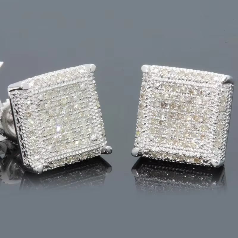 Rock Hip Hop Cut Screw Earrings for Women Men Men Inlaid Zircon Silver Color Piercing Ear Accessories Trend Jewelry