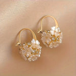 Load image into Gallery viewer, Elegant Floral Rhinestone Ball Hoop Earrings - UV Plated, Sparkling &amp; Durable Alloy, Hypoallergenic for Casual Attire &amp; Gifting
