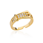 Load image into Gallery viewer, Stainless Steel Belt Rings For Women Zircon Adjustable Belt Finger Ring Femme Geometric Wedding Aesthetic Jewerly Gift anillos
