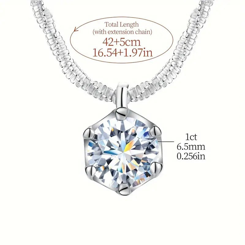 Moissanite Eternity Necklace for Women 925 Silver Luxury Wedding Necklace, Perfect for Mother's Day & Valentine's Day Gifts