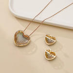 Load image into Gallery viewer, Obega Classic Trendy Green Cubic Zirconia Heart Shape Pendant Necklace and Earrings CZ Jewelry Sets for Women Gift
