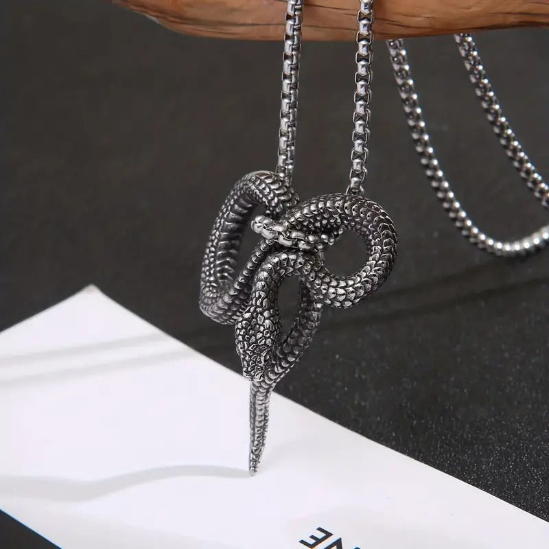 1pc Snake Necklace, Stainless Steel Jewelry For Men Women Couples