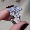 2024 Gorgeous Big Square Crystal Cubic Zirconia Wedding Rings for Women High-quality Silver Plated Engagement Trendy Jewelry