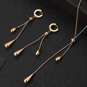 3pcs/set Stylish Unisex Golden Snake Chain Necklace & Earrings Set - Dazzling Fashion for Him & Her