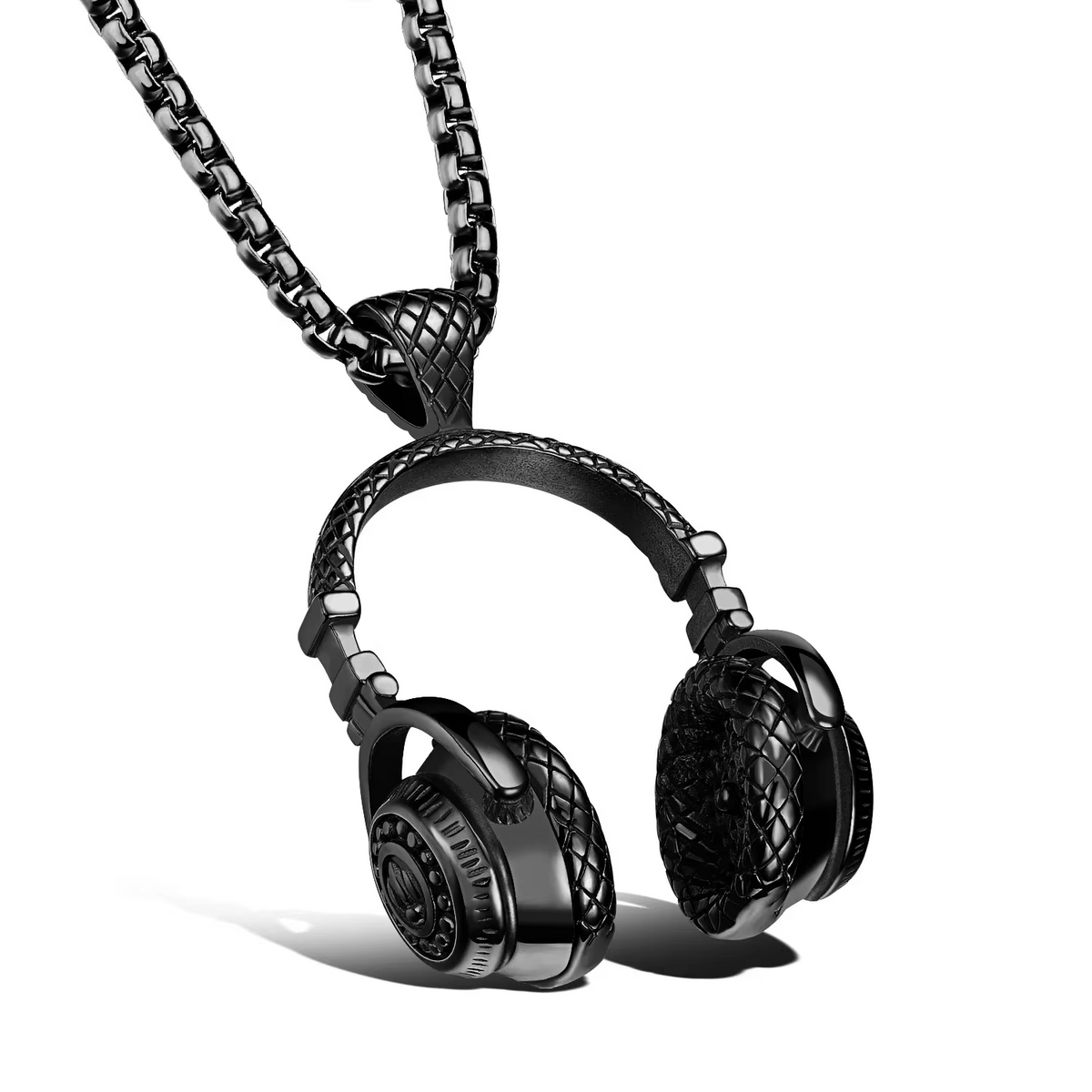 2023 tiktok new fashion ins hip hop rock music headphones pendant titanium steel couple necklace men