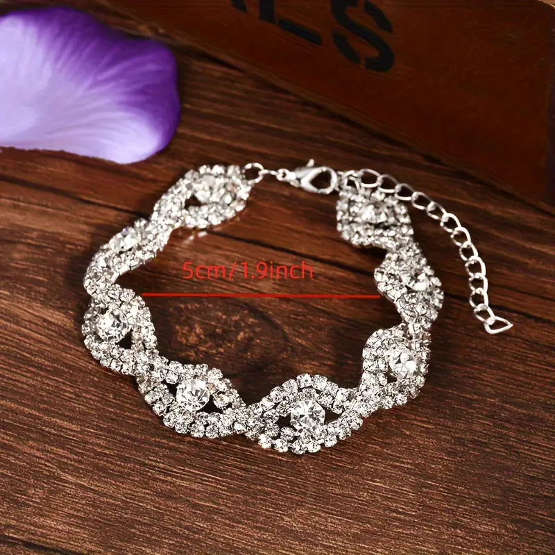 Elegant Austrian Crystal Infinity Bracelet - Deluxe Rhinestone Bangle for Women, Perfect Birthday Gift Jewelry For Women