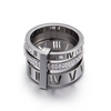 Trendy Shell Stainless Steel Rings Rings for Women Girls Three Layers Roman Numerals Rhinestone Bridal Women Rings Jewelry