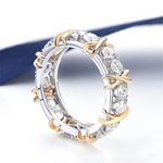 Load image into Gallery viewer, Fashion Bicolor xo zircon platinum band ring for women girl promise ring zircon jewelry women engagement
