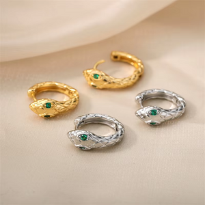 Vintage Snake Earrings for Women Cute Mini Animal Stainless Steel Three Color Serpentine Earrings Punk Jewelry Accessories Gift