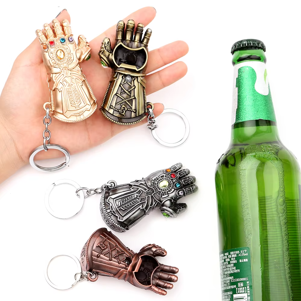 Marvel The Avengers Thanos Keychain for Men, Infinity Gauntlet, Creative Beer Bottle Opener, Pendant Gadgets