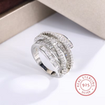 Load image into Gallery viewer, High Quality Interwoven Geometric White Zircon Ring 925 Silver for Ladies Men Wedding Party Engagement Jewelry Gift
