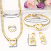 5pcs/set Fashion Necklace + Earrings + Bracelet + Ring Set, Hollow Heart Shaped Snake Bone Chain Necklace, Stainless Steel Jewelry Set For Men And Women