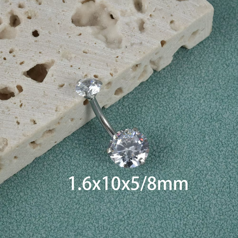 1Pc Surgical Steel CZ Crystal Navel Piercing Curved Barbell Belly Button Rings Helix Cartilage Piercing Body Jewelry