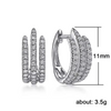 Huitan Simple Three Line Claw Hoop Earrings Luxury Crystal Cubic Zirconia Mini Circle Earrings for Women Modern Fashion Jewelry