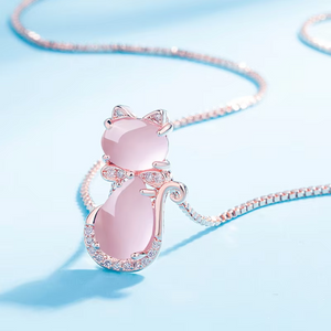 Fashion Cute Pink Cat Eye Necklace Women Pendant Necklace Elegant Romantic Necklace Casual Daily Jewelry Gift