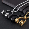 2023 TikTok new fashion ins hip hop rock music headphones Pendant titanium steel couple necklace men