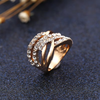 Luxury Gold Color Cross Design Crystal Zircon Rings For Women Engagement Wedding Band Jewelry Valentine Day Gift Anillos Mujer