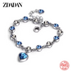 ZDADAN 925 Sterling Silver Charm Sapphire Heart Bracelet Chain For Women Fashion Engagement Party Jewelry Gift